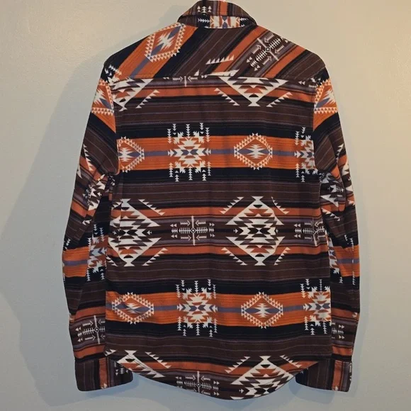 George Orange and Brown Plaid Aztec Western Shirt LOT O - Picture 6 of 6